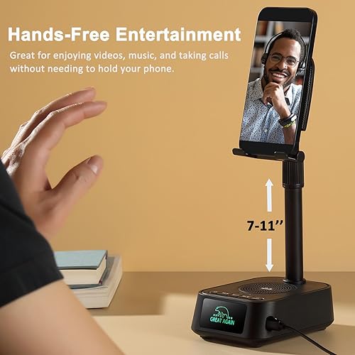 Miniatura 4 de Regalos para hombres y mujeres, soporte de teléfono con altavoz Bluetooth, regalos de cumpleaños, soporte de teléfono de altura ajustable con sonido