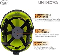 Vista 6 de Cascos de Construcción UNINOVA Casco de seguridad OSHA con suspensión ajustable de 6 puntos