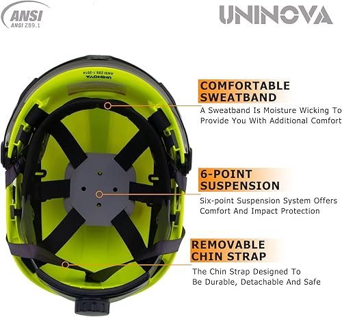 Miniatura 6 de Cascos de Construcción UNINOVA Casco de seguridad OSHA con suspensión ajustable de 6 puntos
