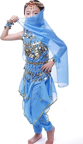 Miniatura 3 de Astage Disfraz de genio para niñas, disfraz de princesa árabe de la India, danza del vientre,