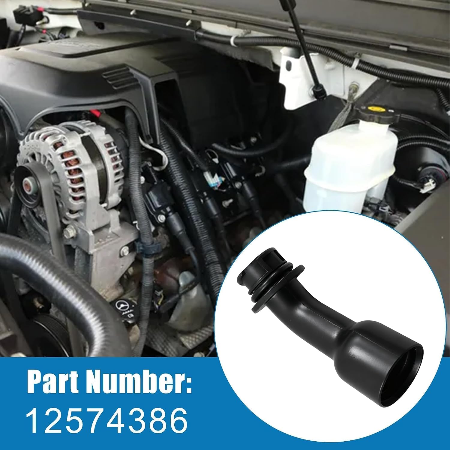 12574386 Engine Oil Filler Tube 8125743860 Compatible with Yukon XL Sierra 1500 2500 3500 Envoy for Avalanche Silverado 1500 2500 3500 Suburban 1500 2500 for Escalade EXT ESV
