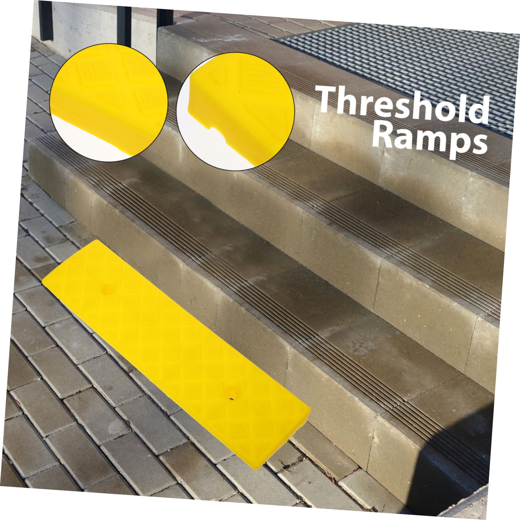 SOIMISS Rampa per Soglia in Plastica Gialla 50x13cm per Sedia a Rotelle e Mobili Ruote, Antiscivolo e Resistente All'usura, Confezione da 2 Pezzi per Casa e Lavoro