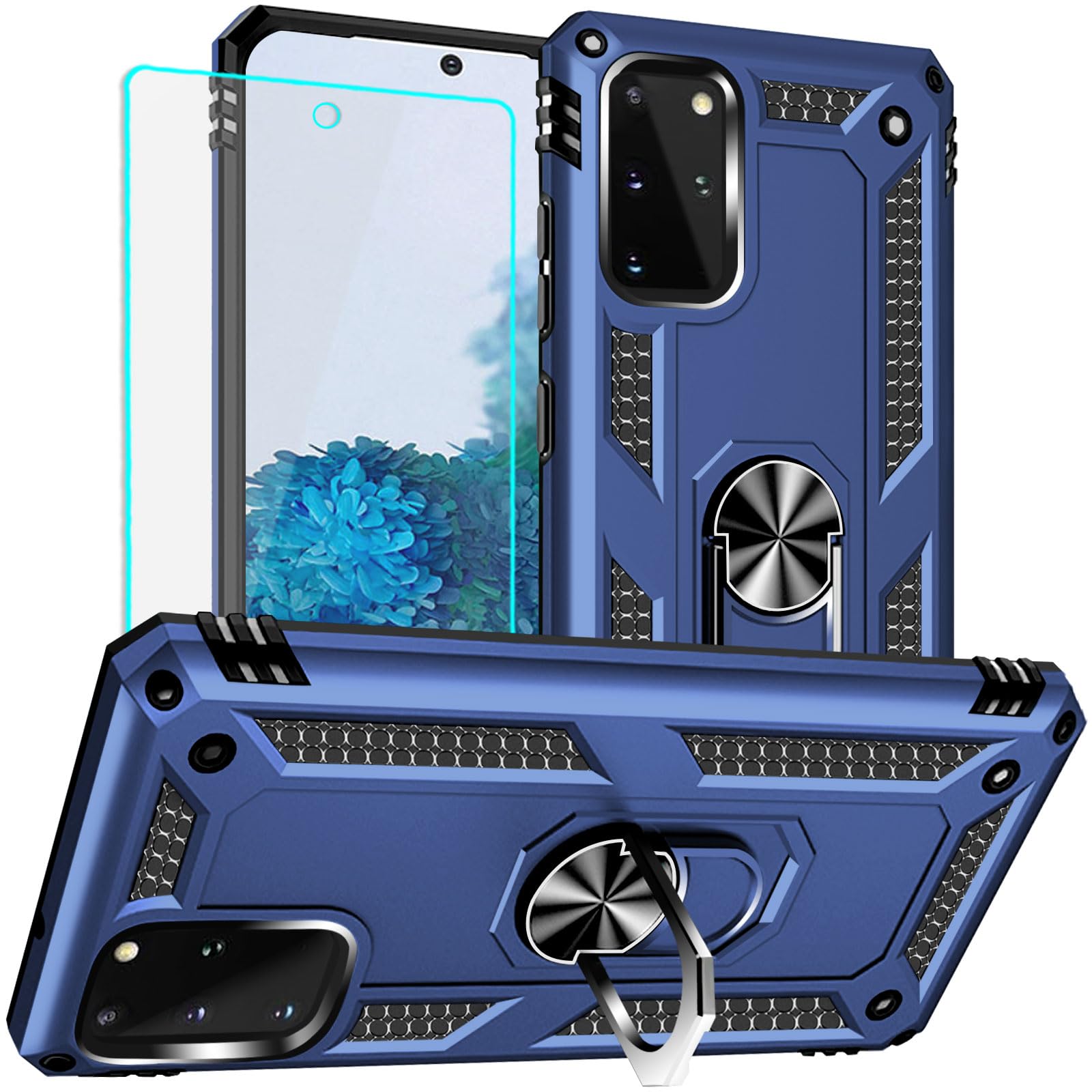 for Samsung Galaxy S20 Plus Case: Galaxy S20 Plus Case with HD Screen Protector - Military Grade Protective Cases with Ring for Samsung S20 Plus(Blue)