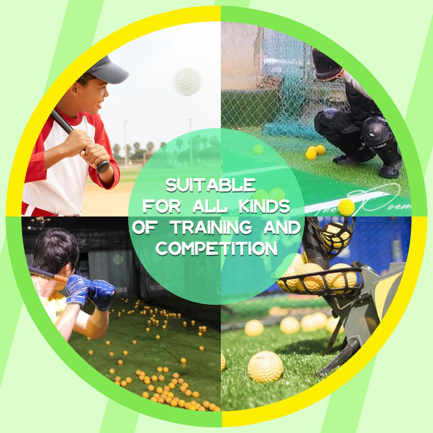 Paquete de 12 pelotas de béisbol con hoyuelos para máquina de lanzamiento, pelotas de práctica para golpear y lanzar, pelotas de béisbol de goma para coordinación ojo-mano