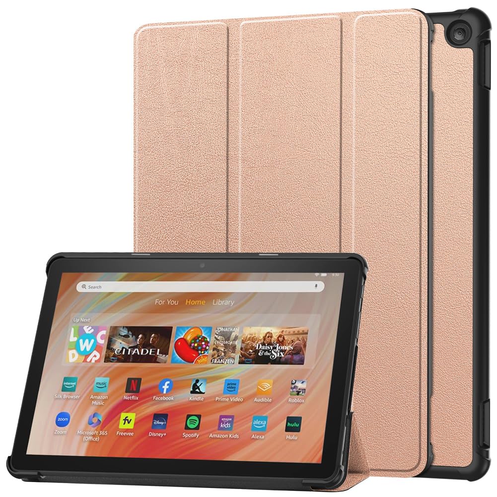 Kepuch Custer Hülle für Fire HD 10 2023,Smart PU-Leder Hüllen Schutzhülle Tasche Case Cover - Rose Gold
