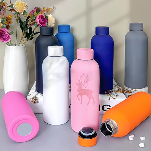 Miniatura 3 de Paquete de 16 botellas de agua aisladas de acero inoxidable de 17 onzas en blanco de doble pared al vacío, botellas de agua de metal personalizadas