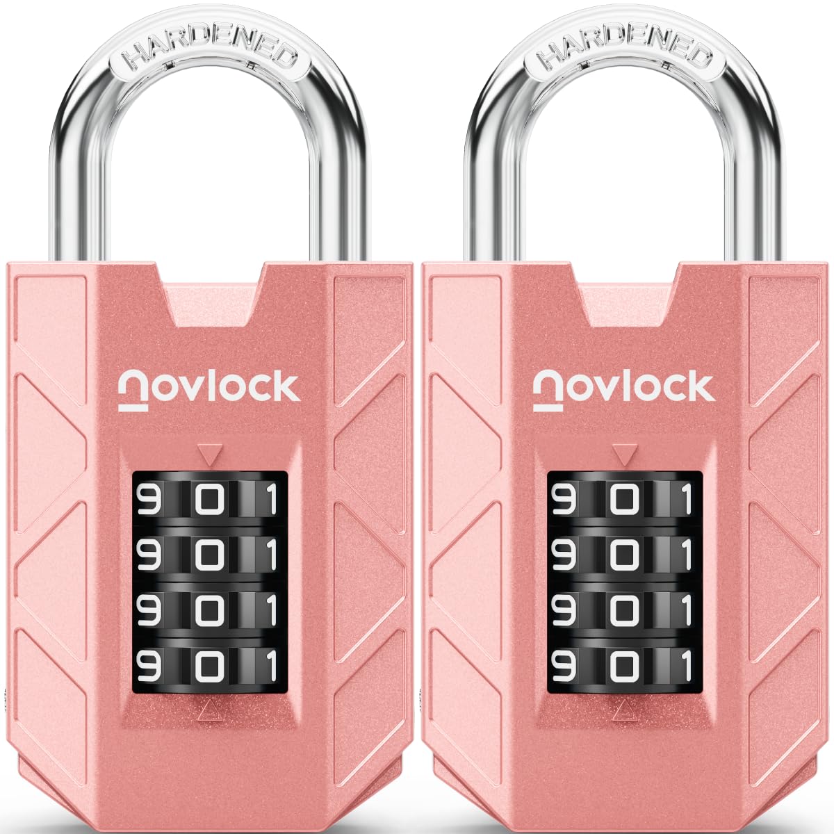 Novlock Pink Combination Padlocks – Sturdy & Secure 4-Digit Locks With Code For Gym, School & Work Lockers, Cabinets, Toolboxes, Sheds & Fences – 2-Pack,