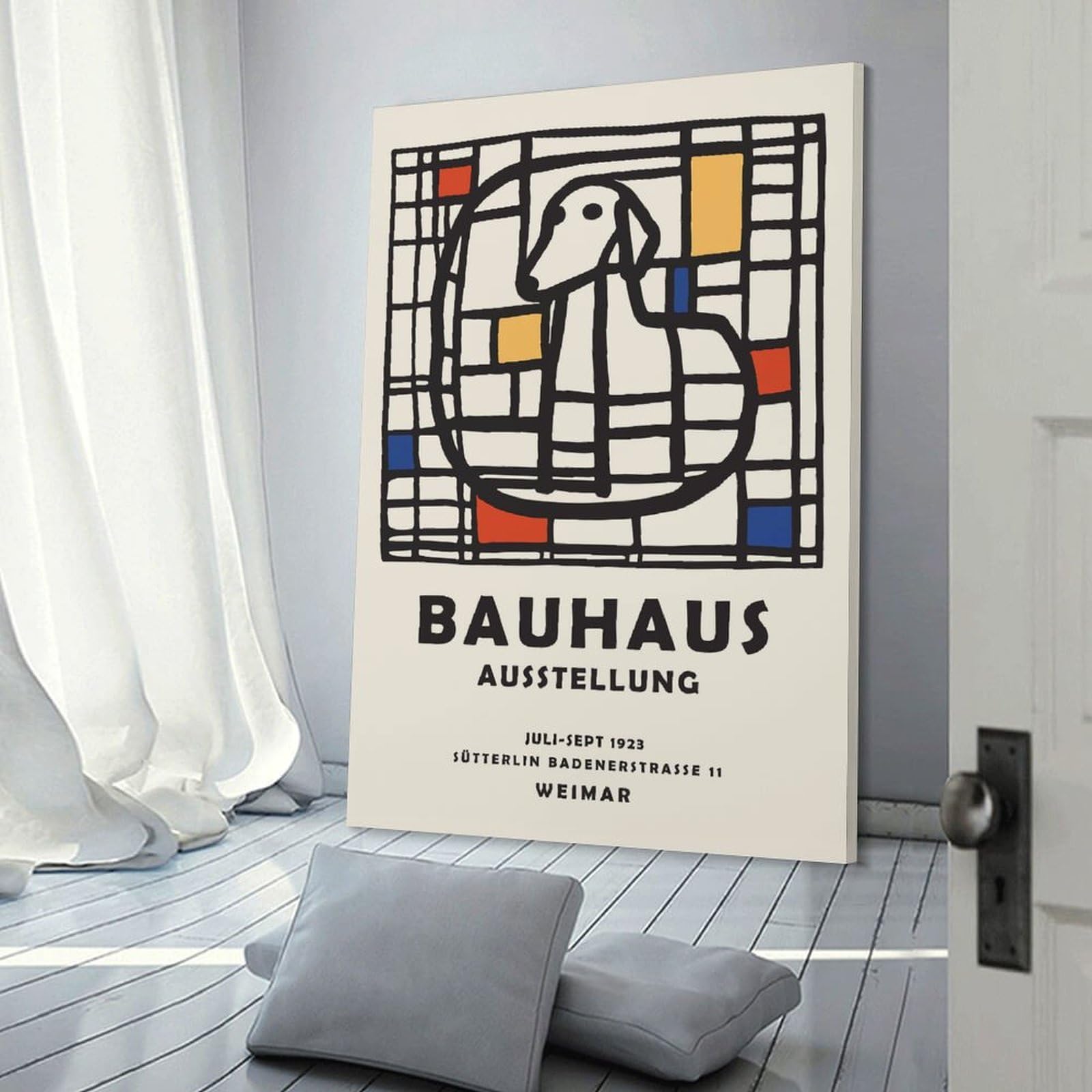 Junmoney Bauhaus Dog Canvas Wall Decor 20x30inch(50x75cm), for Workspace Walls, Study Corners Or Bedrooms, Decorative Artwork for Productive Spaces