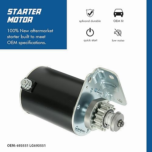 Miniatura 2 de TOPSCOPE Motor de arranque compatible con Cub Cadet 1999-2006 John Deere 2002-2011 Sabo 2000-2005 Scotts 1999-2010 Toro Reemplazar # 593934 693551