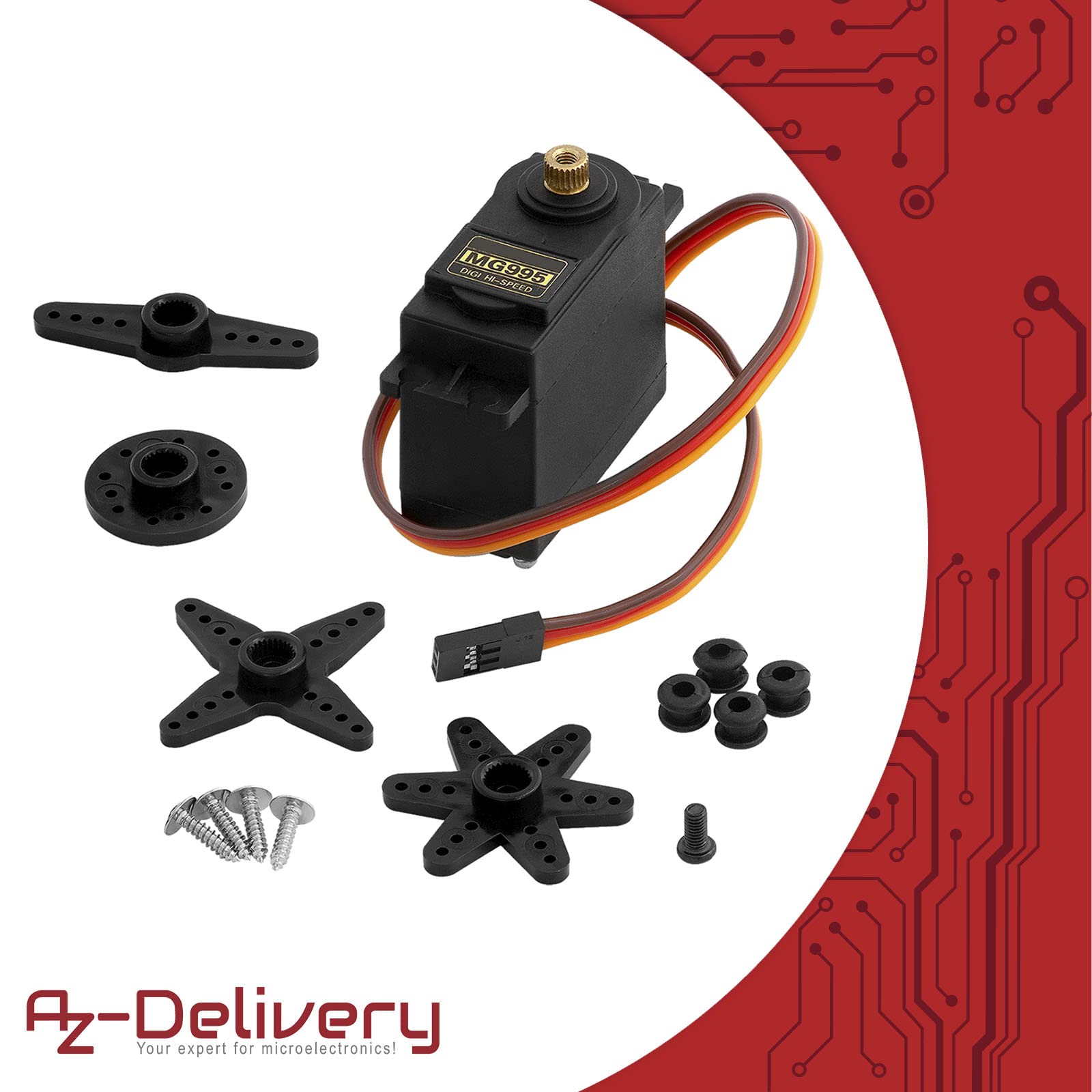 AZDelivery MG995 Micro Digital Servo Motor do RC Robot Helicopter Airplane kompatybilny z Arduino i Raspberry Pi w tym e-Book!