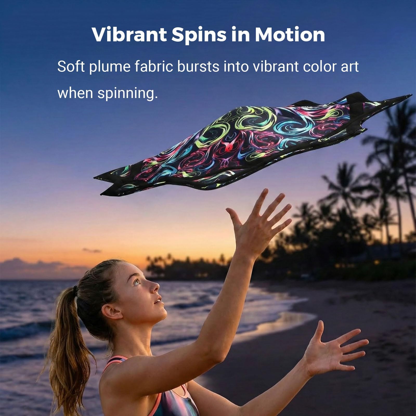 Juguete de flujo de ropa de spinning de principiante a profesional: colorido malabarismo y flujo, 24,4 pulgadas, patrón de cachemira Flow Star Style