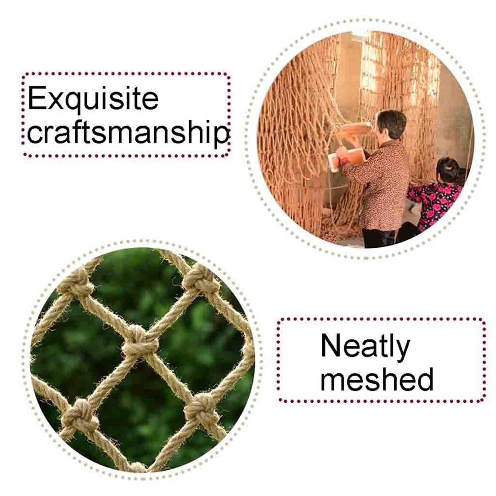 Corda di iuta naturale resistente per salire la sicurezza per scale, recinzioni e parchi giochi (1 x 1 m) - Soluzione di protezione robusta ed ecologica versatile