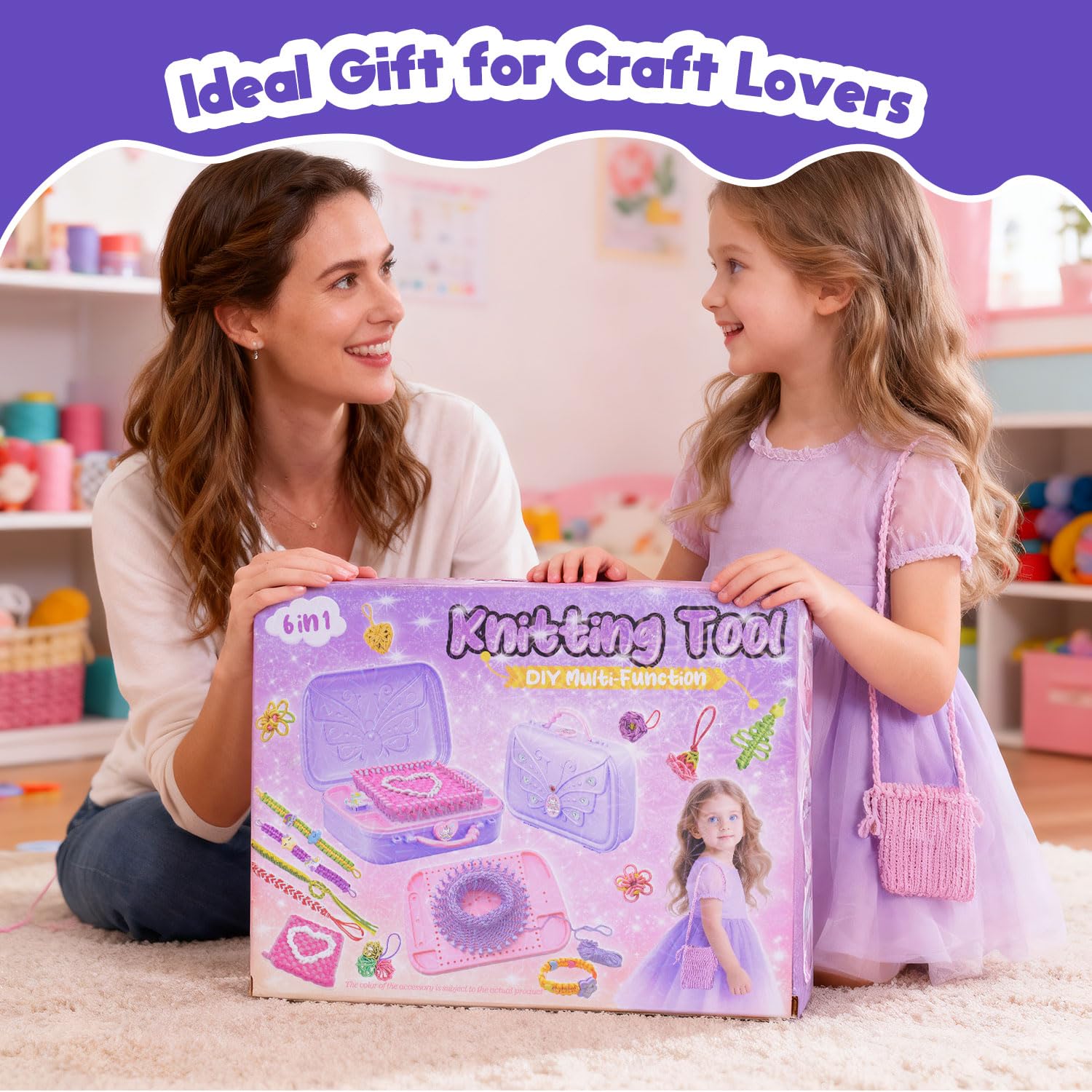 Kit per tessitura, kit fai da te con telaio per presine, per ragazze e bambini di 6, 7, 8, 9, 10, 11, 12 anni, set regalo per arti e mestieri con scatola portaoggetti