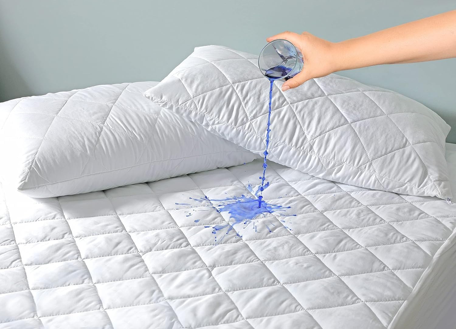 ZNR® Quilted Waterproof Mattress Protector Double | 40 CM Extra Deep Skirt | Fitted Sheet Style Bed Cover | Hypoallergenic | Dust Mite Proof | Breathable | Noiseless (Double)
