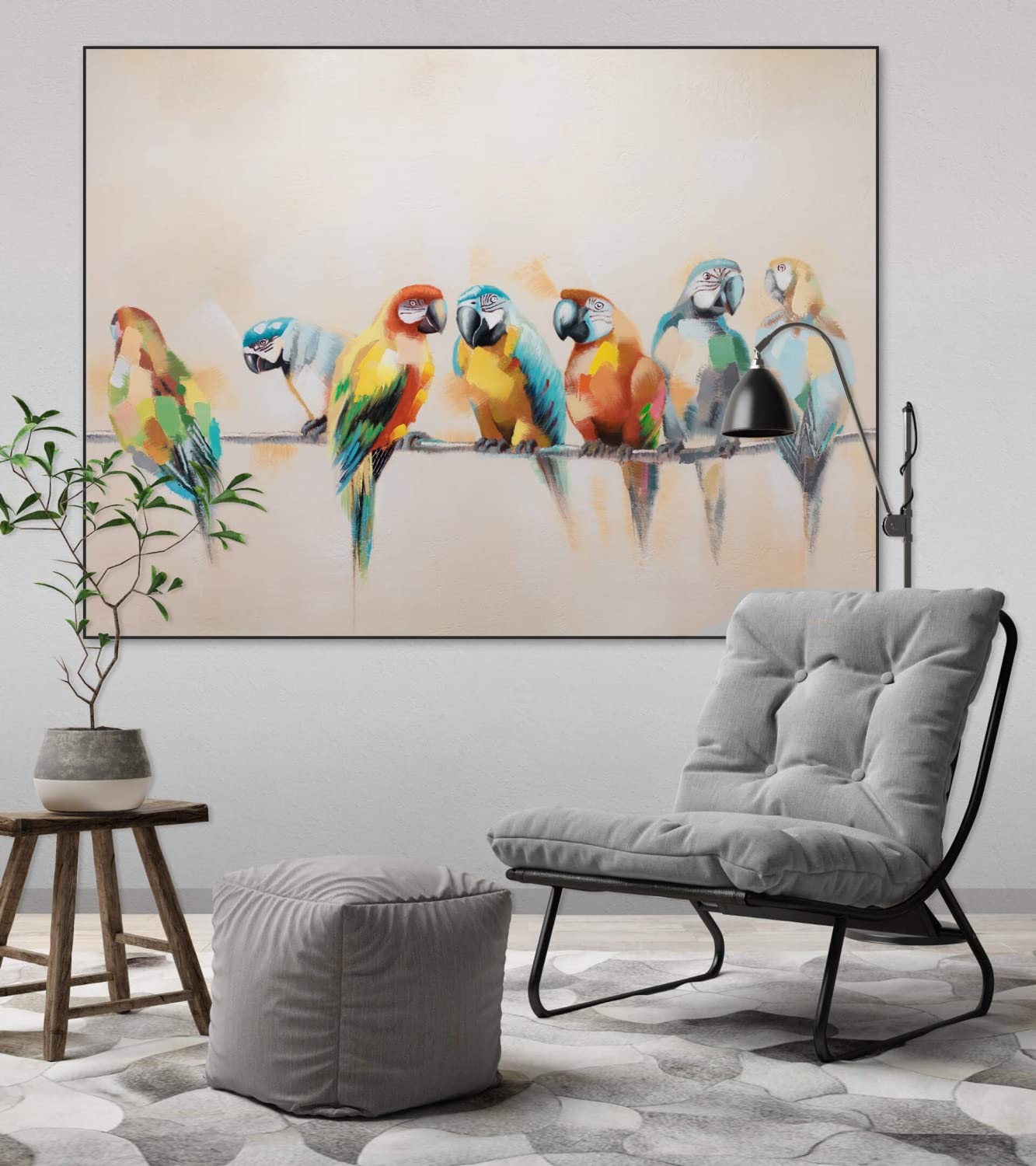 Kunstloft Quadro su tela | 100% DIPINTO A MANO | 150x50cm | Dipinto 'Warm Elegance' | Astratto | Rosso Grigio | Arte moderna