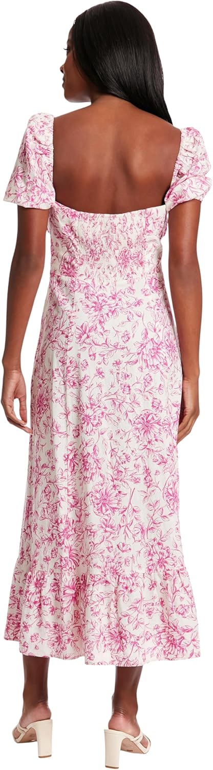 London Times Womens Square Neck Smocked Back Linen Blend Flattering Versatile Spring Summer Garden Party - Image 4