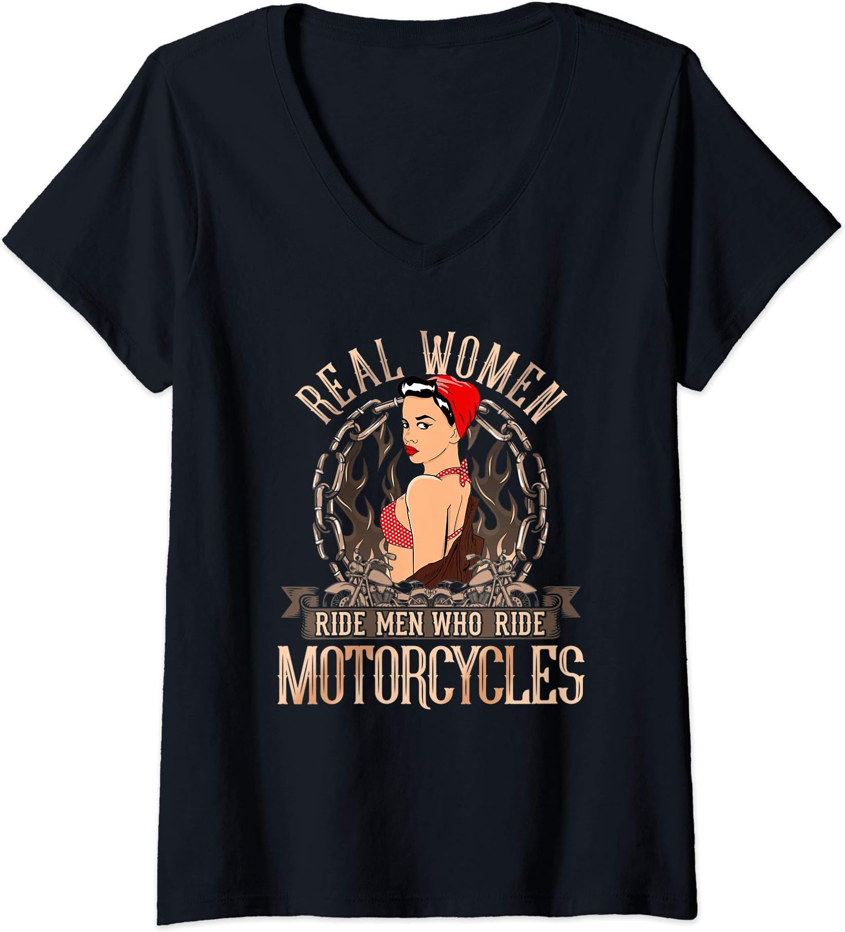 Sexy Motorcycle Tees NYCWomens Sexy Real Chick Ride Motorcycles Gift Biker Babe Chick V-Neck T-Shirt