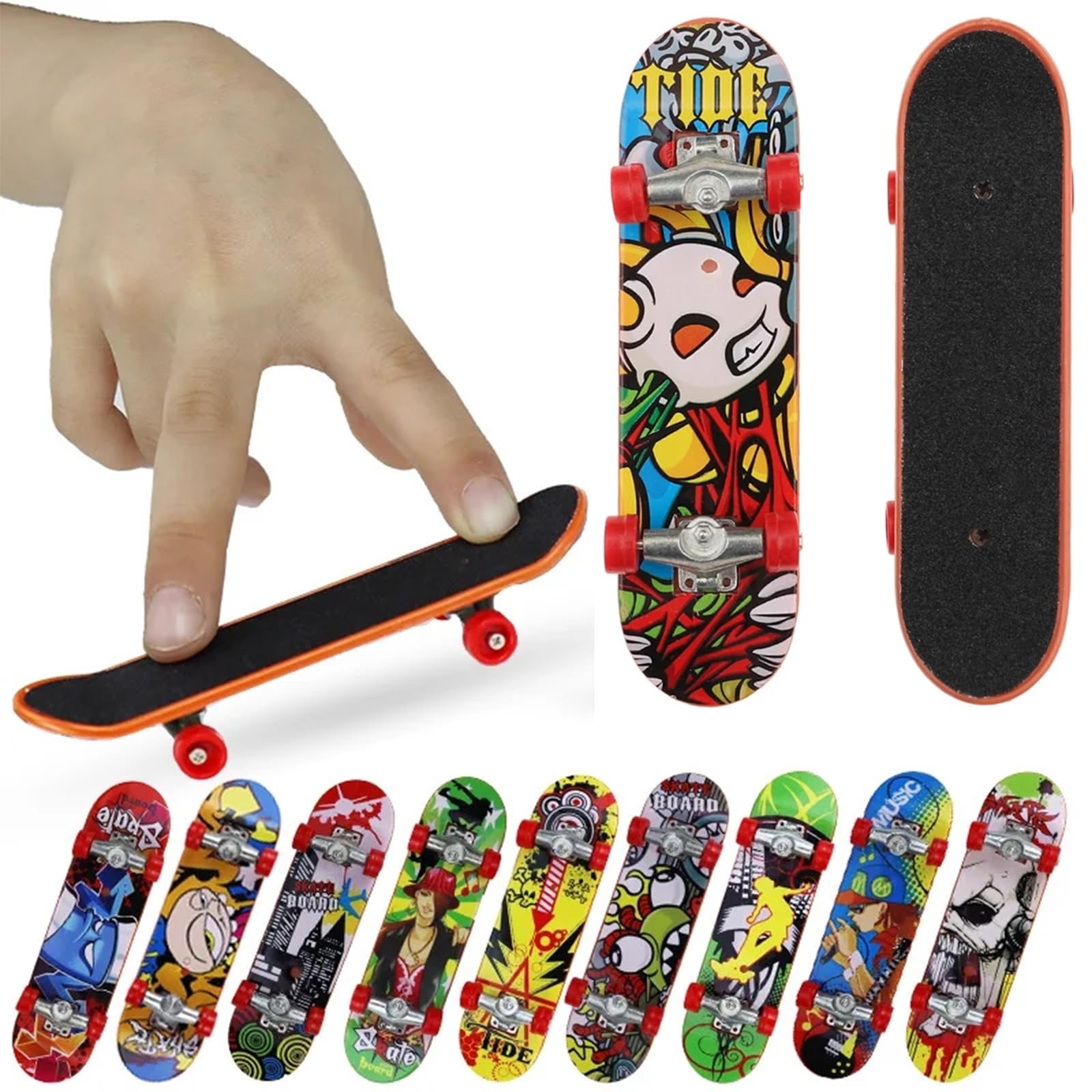 KLLJ Finger Skateboard Set,Finger Mini Skateboard,Patineta de Juguete para Fiestas,Mini Skates para Dedos,Mini Patineta de Juguete,Decoración de Monopatín de Dedos