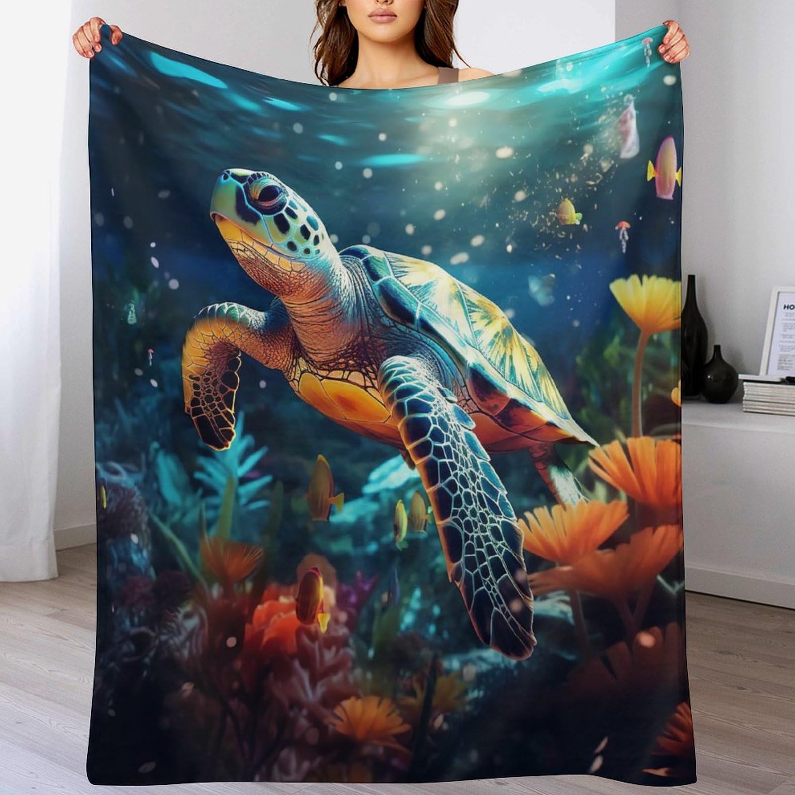 Couverture Tortues de mer 3D idéale pour vos soirées sur le canapé