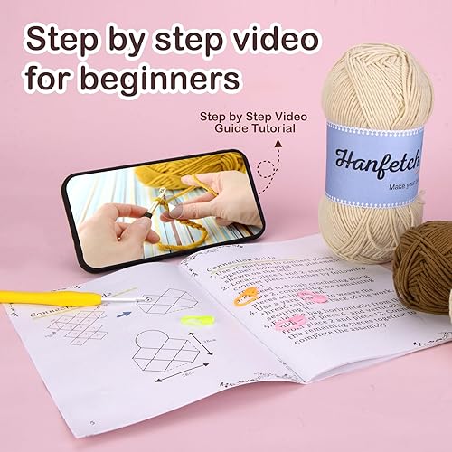 Miniatura 5 de Hanfetch Kit de ganchillo para principiantes avanzados o intermedios, tutorial en video paso a paso y guía detallada de instrucciones (idioma