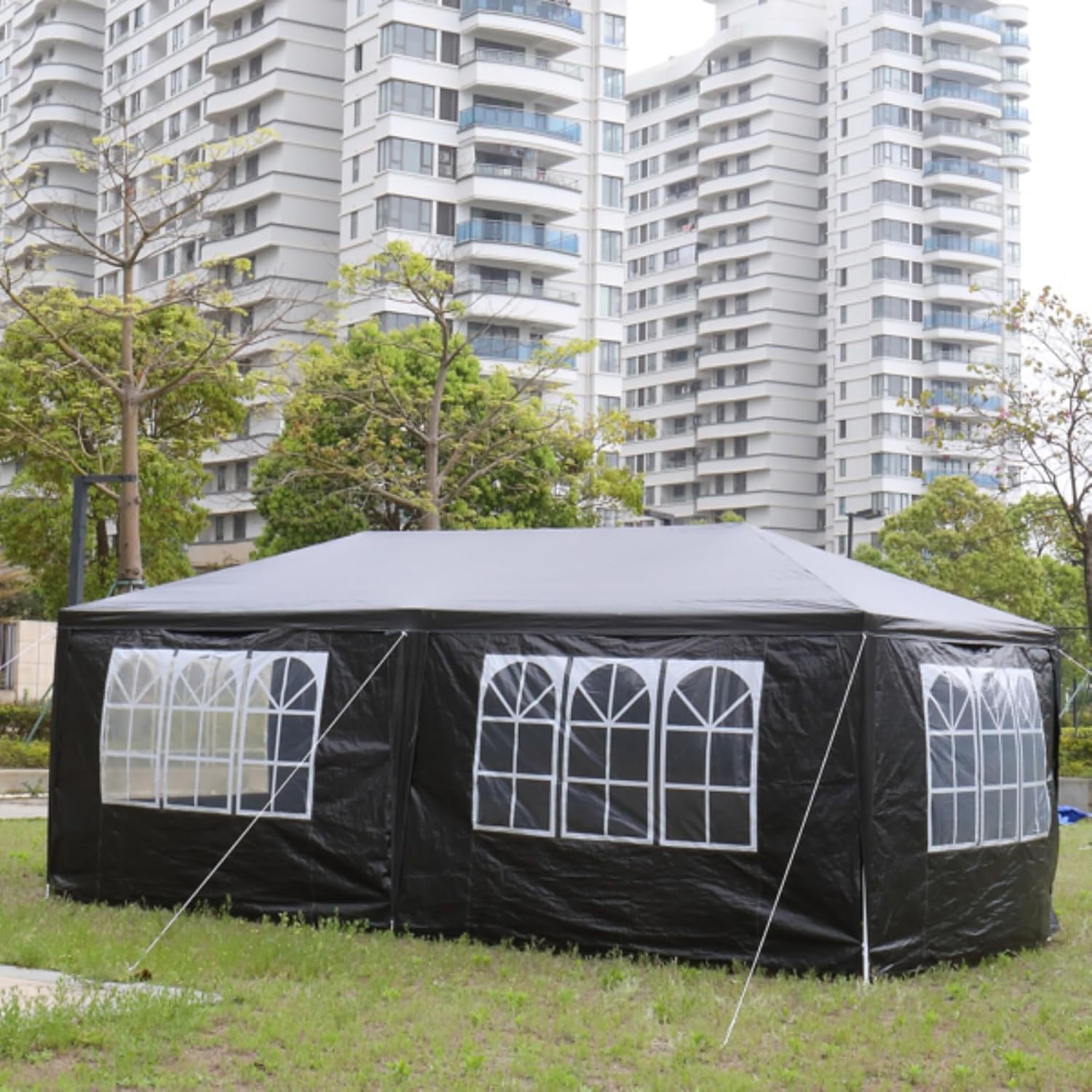 10x20 Black Outdoor Party Tent with 6 Removable Side Walls Outdoor Tent for Party Gazebo Awning Event Tent for Wedding Birthday Garden Party and Backyard Patio BBQ Camping
