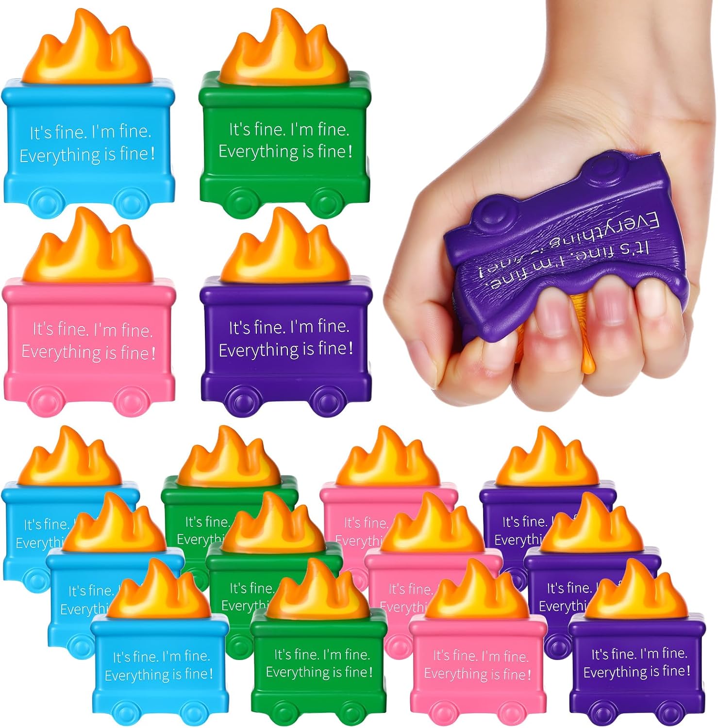 Shappy 24 Pcs Dumpster Stress Relief Balls Dumpster Anxiety Relief Gift PU Squeeze Balls for Adults Emotional Therapy Fidget Appreciation Gifts for Office Coworker (Stylish Color)