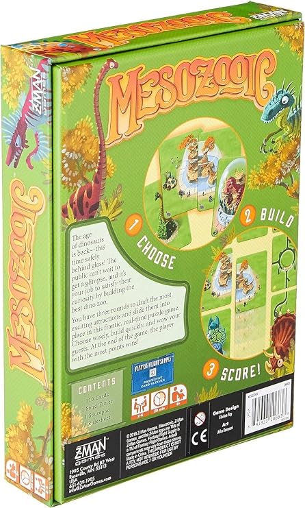 Mesozooic Board Game - Dinosaur Zoo Building Game, Fast-Paced Real-Time Puzzle Game for Kids & Adults, Ages 8+, 2-6 Players, 20 Minute Playtime, Made by Z-Man Games