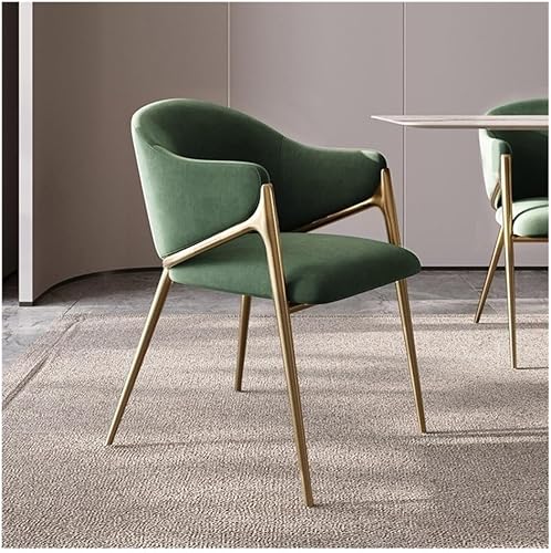 Miniatura 2 de Sillas de comedor, silla de piel sintética con respaldo de barril y patas de metal para sala de estar, Sillas para comedor (caqui)