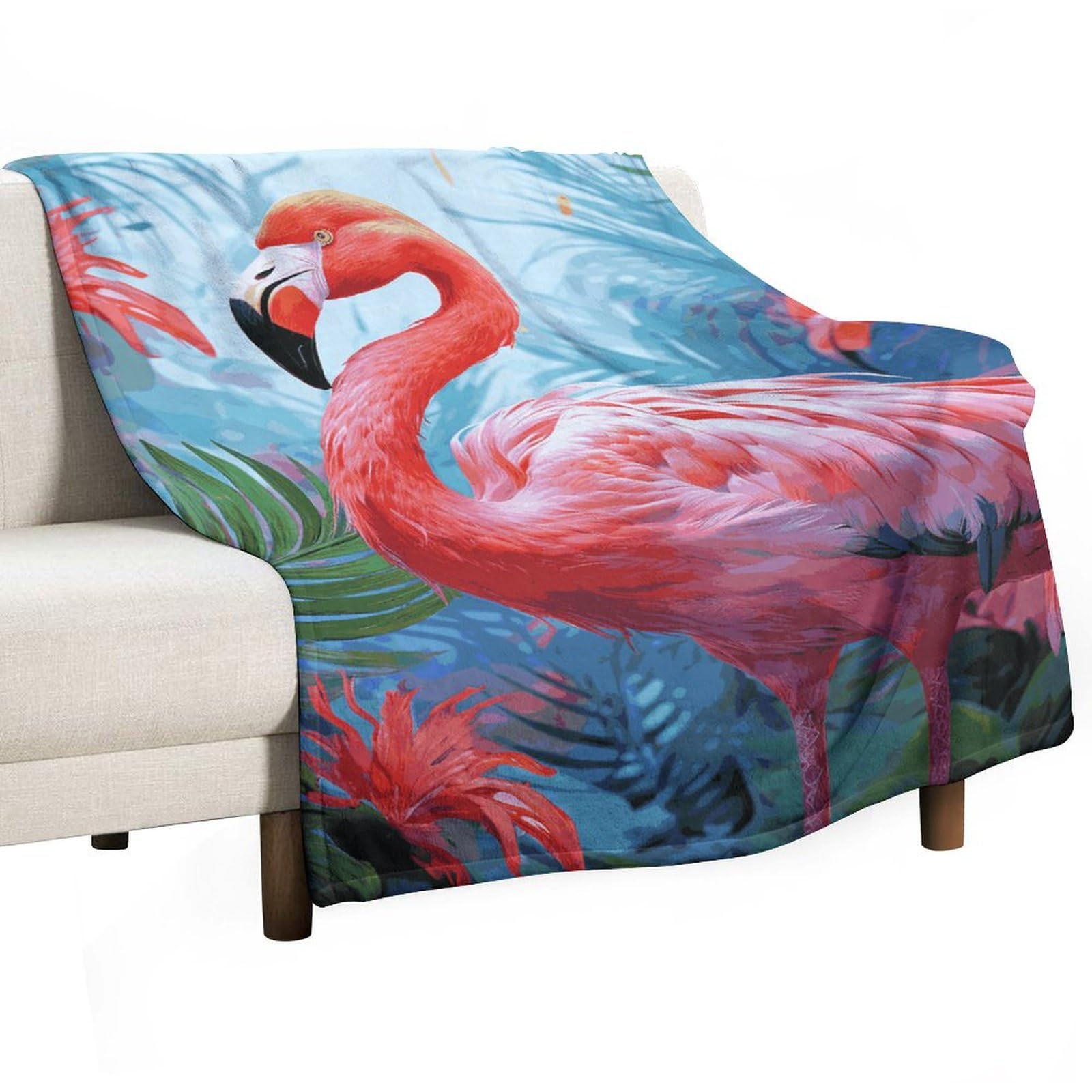 Couverture en flanelle flamant rose 127x177 cm pour canapé