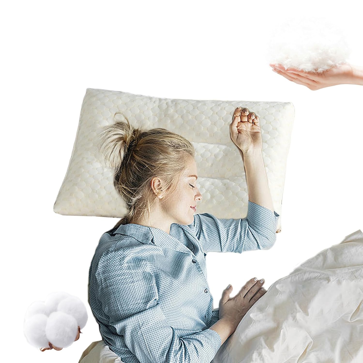 Soft Bed Pillows Luxury Comfortable Breathable Cotton Pillow Core Silky Soft Easy to Clean for Comfortable Sleep for