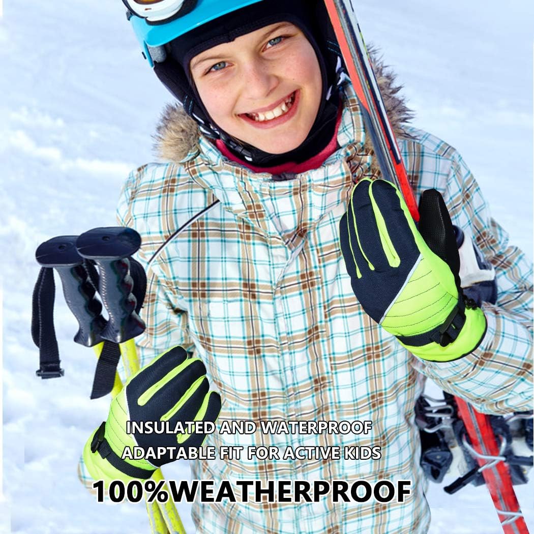 Kids Winter Gloves - Snow & Ski Waterproof Youth Gloves for Boys & Girls