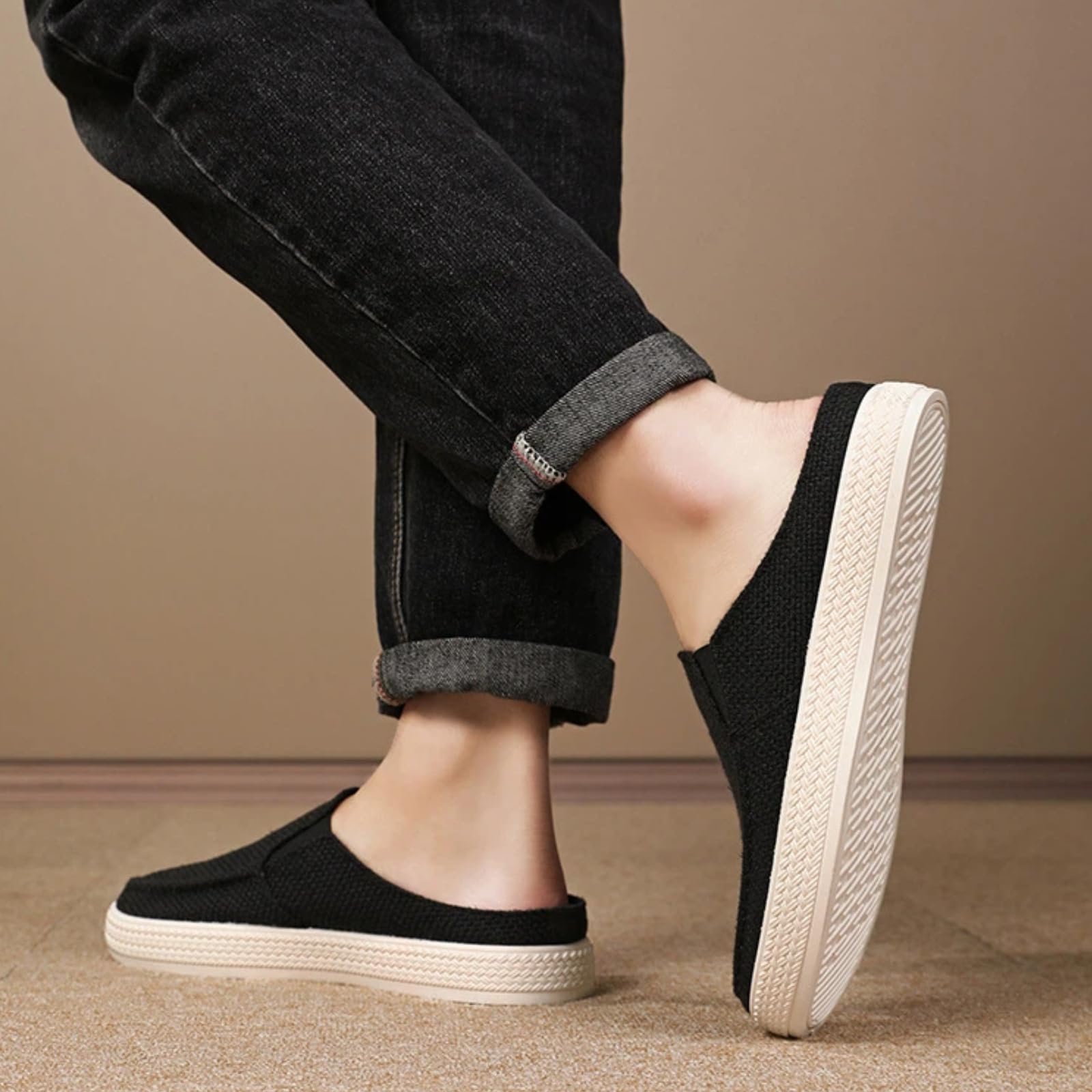 Męskie buty z tkaniny niski top wsuwane oddychające wygodne buty do