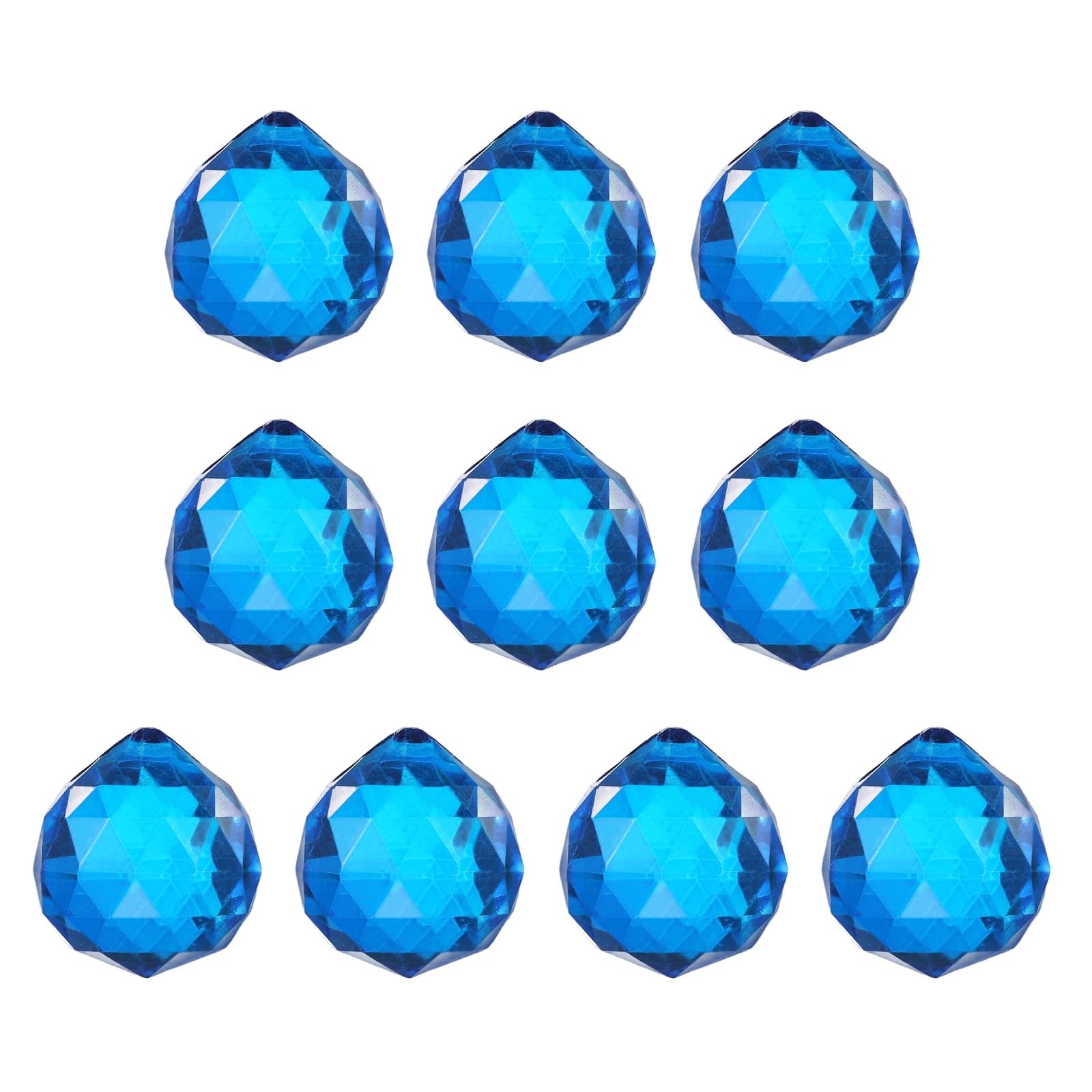 YELARXI Crystal Ball Prisms, Sun Catcher Hanging Prism Sun Catcher Pendant 33mm / 1.3Inch & 10 Pack & Blue-Fitting for (Outdoor/Indoor/Windows/DIY Decor/Feng Shui/Chandelier)