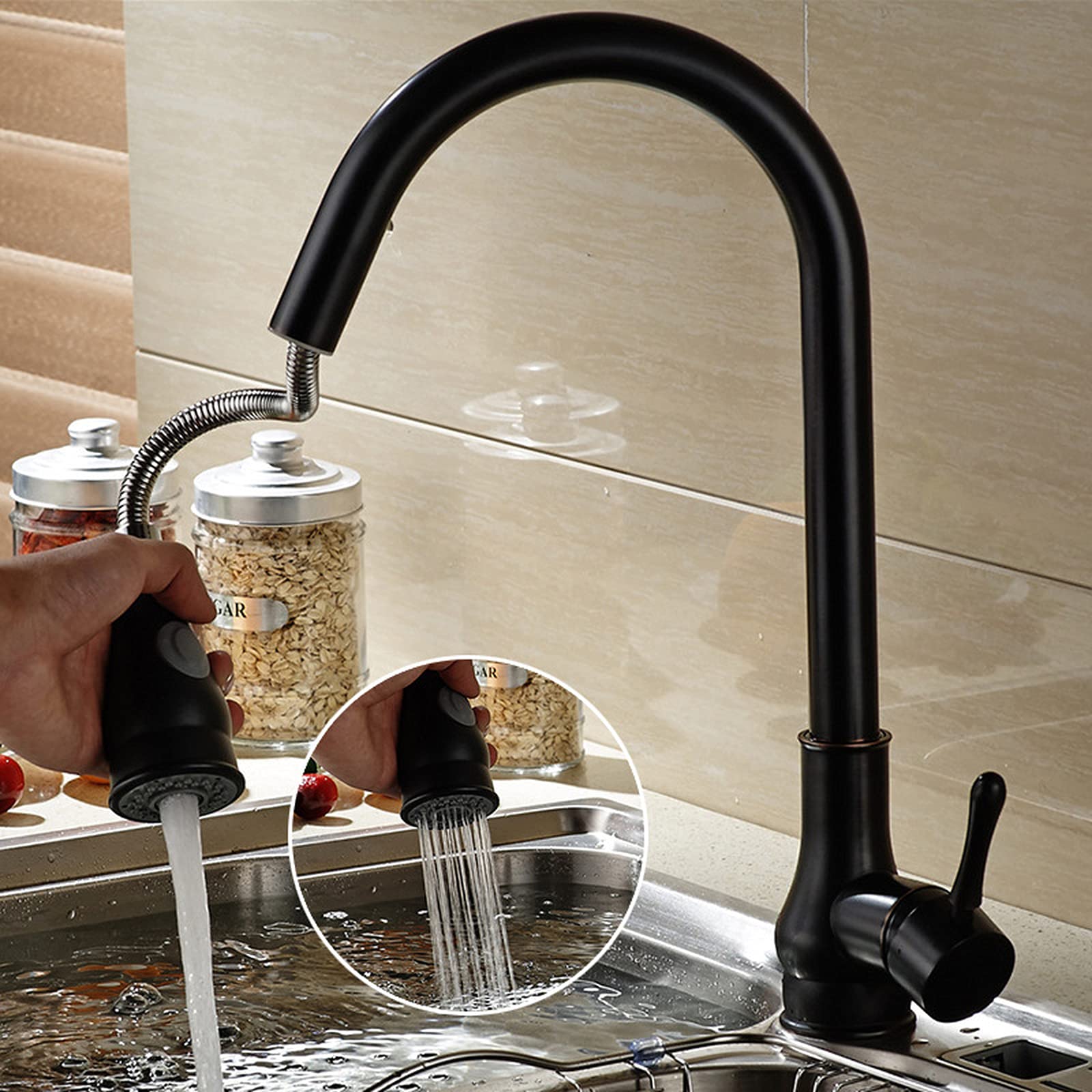 Wiquybml D Vintage Antique Gol Brass Pull Out Kitchen Sink Faucet Luxury Gooseneck Mixer Tap With Hot An Col Water