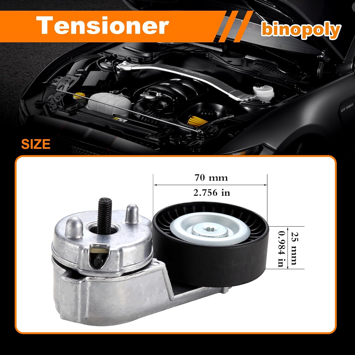 binopoly 38163 Drive Belt Tensioner Assembly With Pulley For Jeep Grand Cherokee 99-04/Wrangler 00-06/TJ 00-06 OE# 419-016 4854089 4854089AC 4854089AB