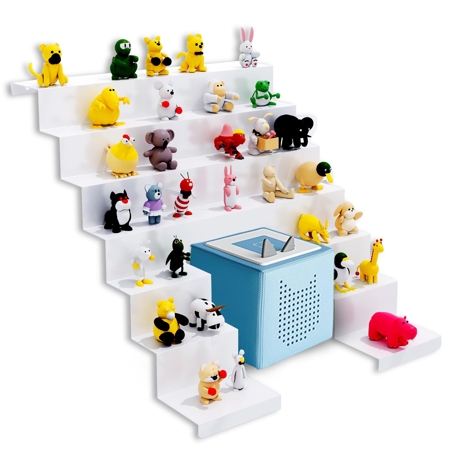 Toniebox Étagère pour Tonie appliquée à IKEA KALLAX – Organiseur de rangement magnétique pouvant contenir plus de 50 figurines et boîte de Toniebox | Étagère blanche pour enfants avec maintien