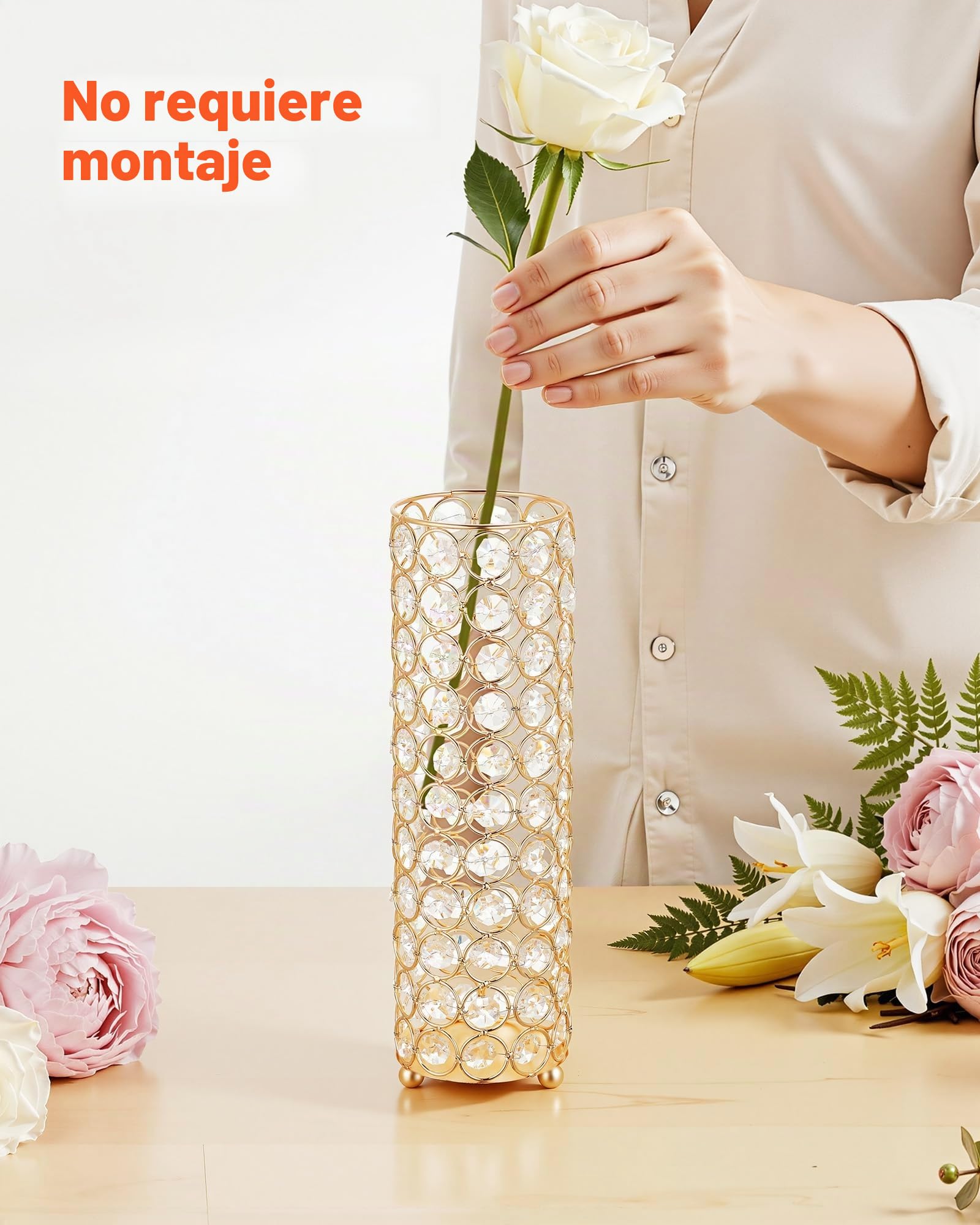 VEVOR Jarrones Decorativos, Paquete de 16 Piezas, Floreros Cilíndricos de Cristal, Altura de 26 cm, Centros de Mesa para Boda, Diseño Moderno, Decoración para Banquete Ceremonia Fiesta Recepción Hogar