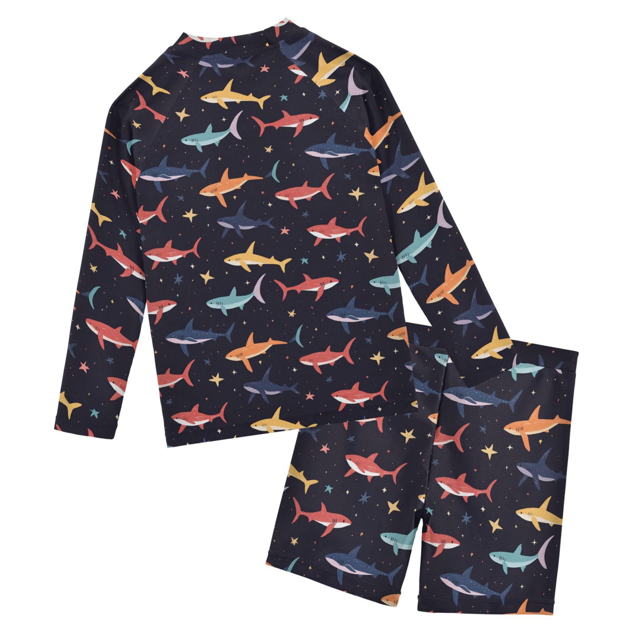 Cute Shark Toddlers and Baby Boys' Swimsuit Trunk and Rashguard Set B0404970