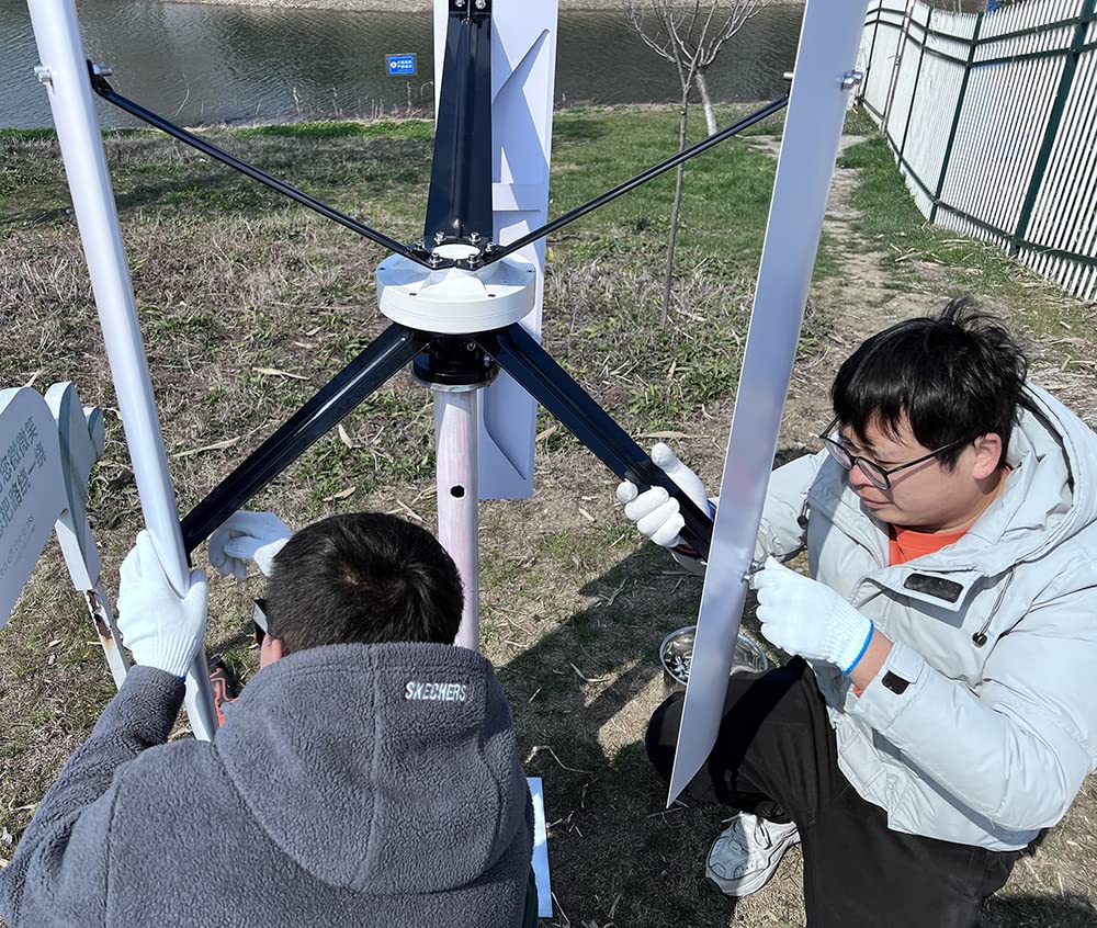Power Windkraftanlage Vertikal VAWT 1000W 12V Heimgebrauch Achse Windgenerator-Kits 3 Aluminiumlegierung Klinge Mit MPPT Laderegler