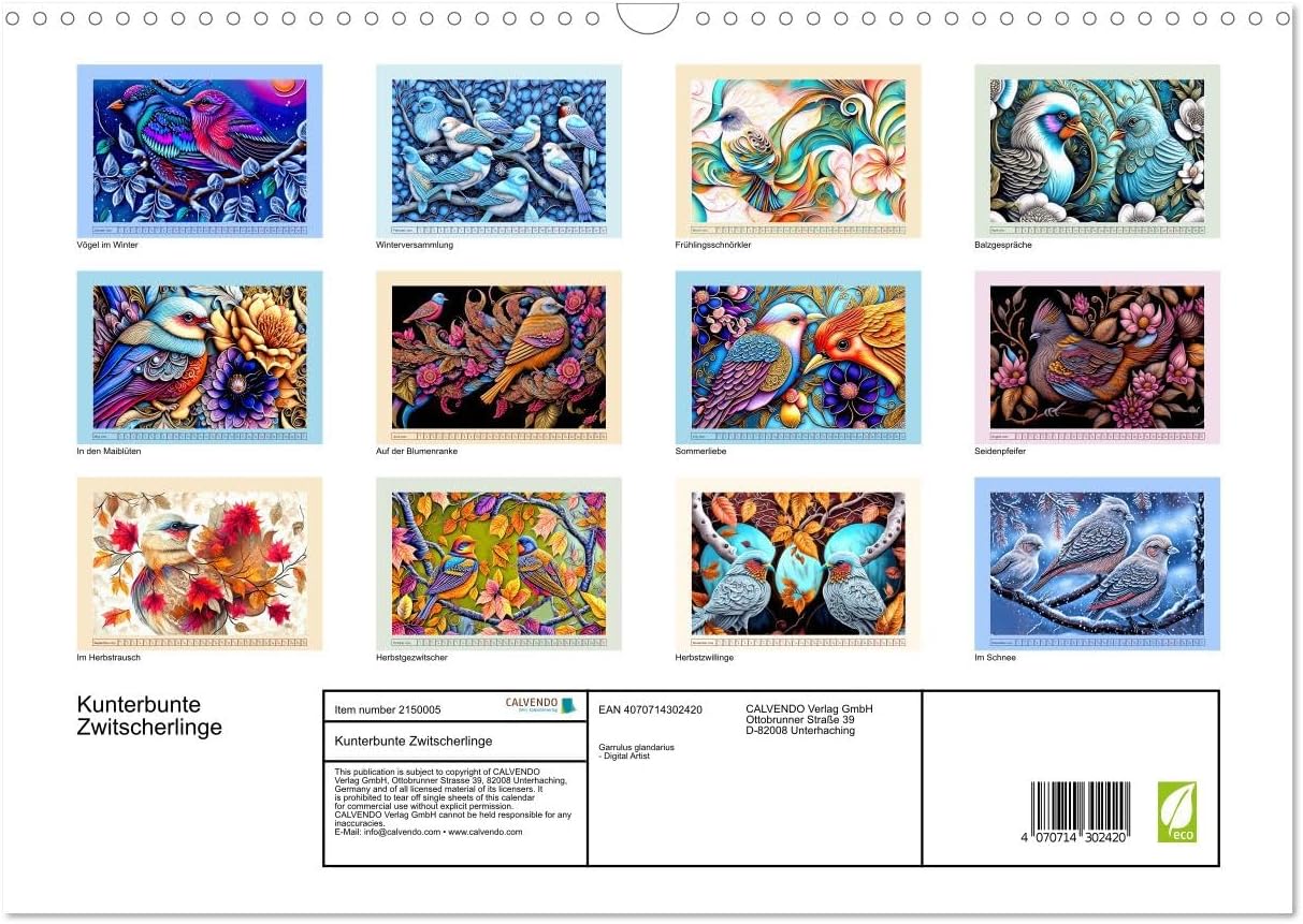Colorful chirping, US-Version (Wall Calendar 2026 DIN A3 Landscape), CALVENDO 12 Month Wall Calendar