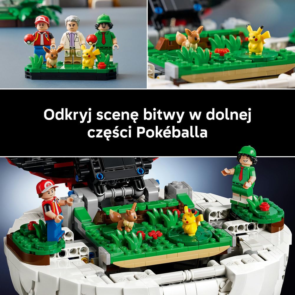 LEGO Pokémon Kultowy Pokéball z Trenerami 72154 | Kolekcjonerski model Pokéballa, duży zestaw klocków dla dorosłych, prezent dla fana gry, gamingowa dekoracja, 2386 elementów