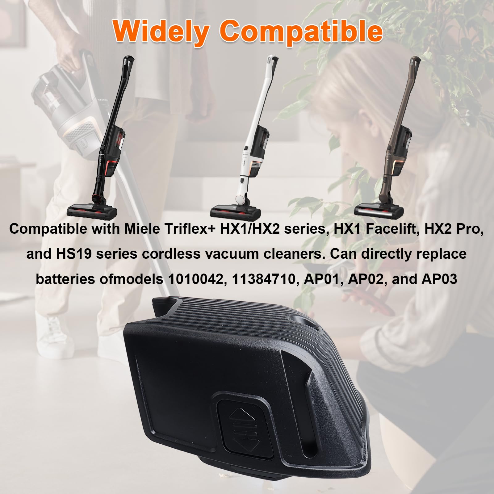 Batteria di ricambio Lushtower da 3000 mAh per aspirapolvere senza filo Miele Triflex+ serie HX1/HX2, HX1 Facelift, HX2 Pro, sostituisce 1010042, 11384710, AP01, AP02, AP03, HS19.