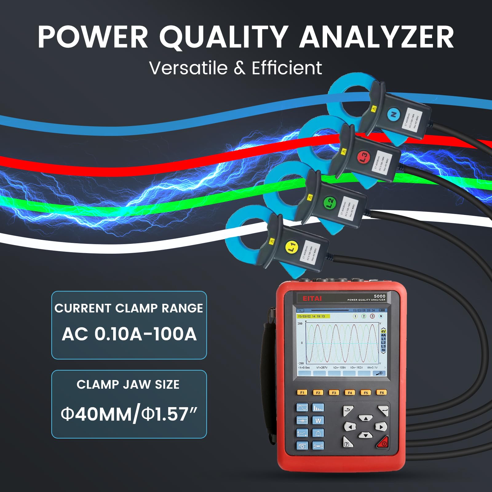 EITAI5000-040B 3-Phase Power Quality Analyzer, Manufacturer Direct Sales, Multi-Functional Power Quality Logger, with EITAI040B ?40mm/1.57