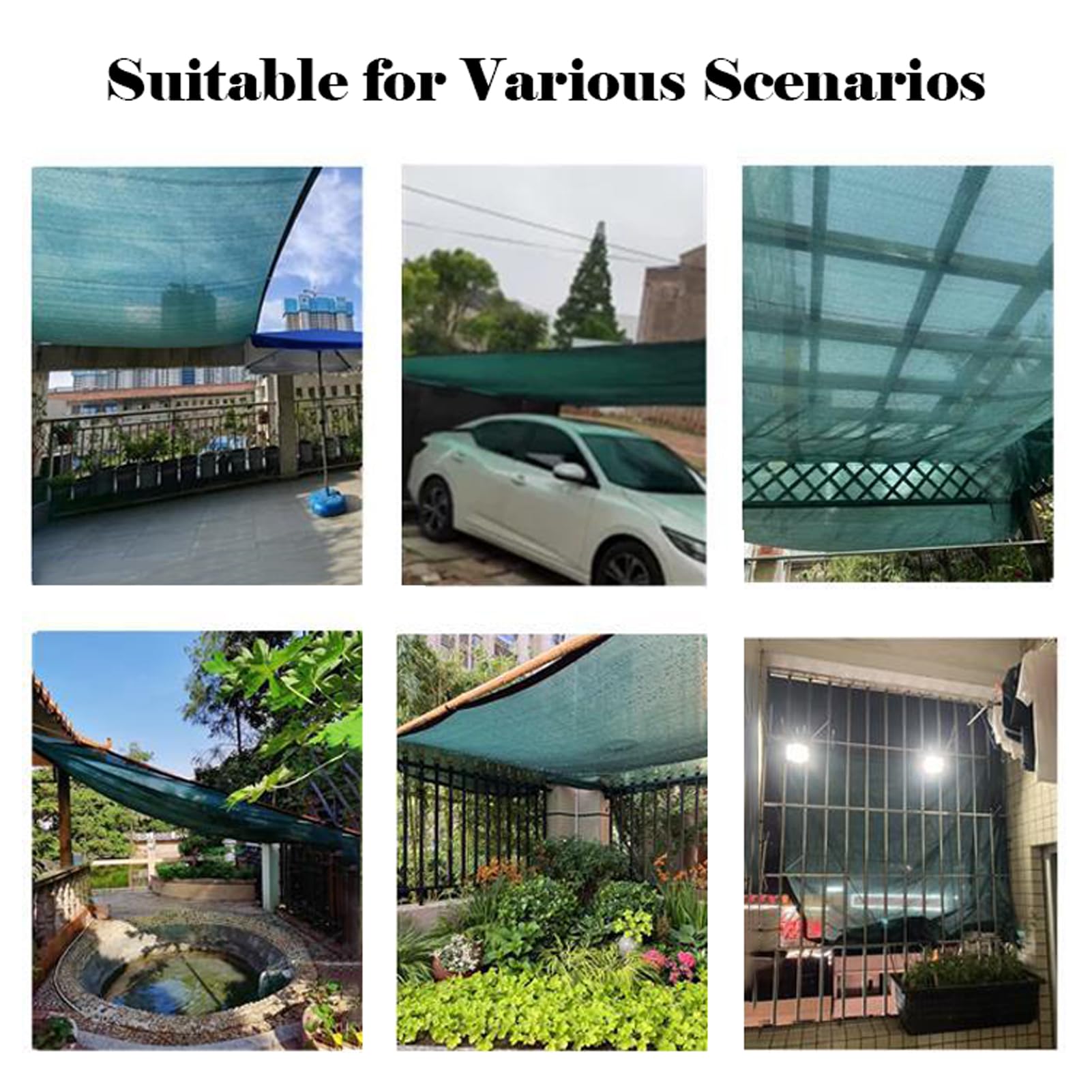Red de sombra verde oscuro de 6 x 15 m, 70-90% de protección UV, paño de sombra con ojales para jardín, patio, invernadero, cubierta de plantas al aire libre y solución de parasol