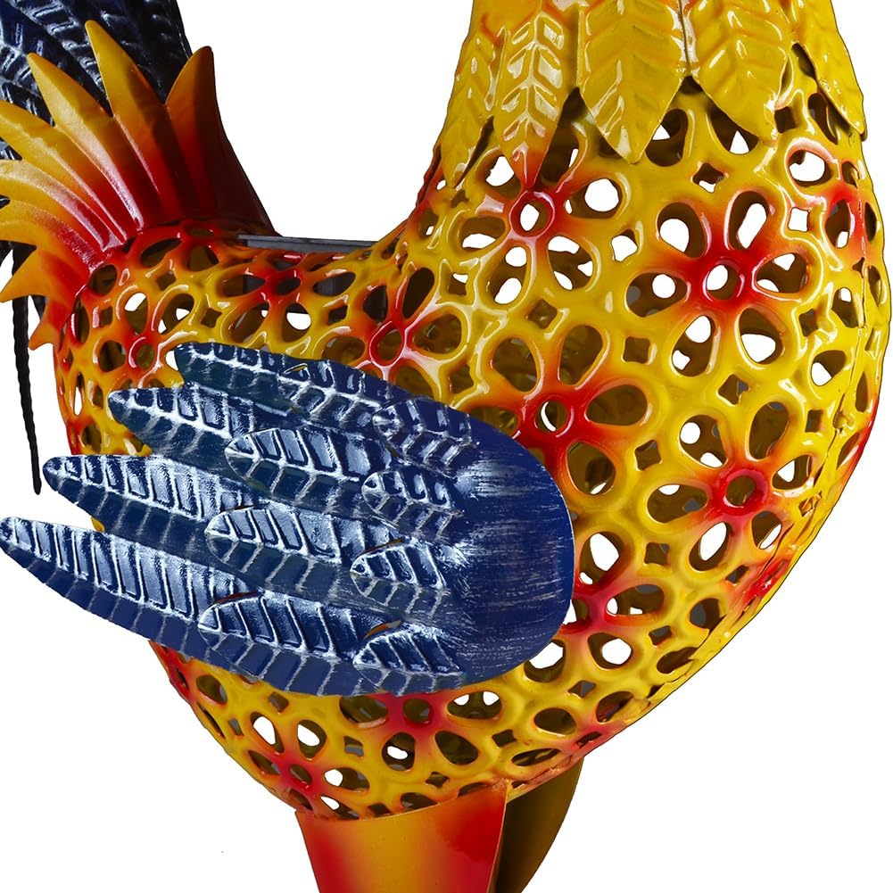 Solar Lights Animal Statue Metal Sculpture Rooster Ornaments Garden Decoration Metal Yard Art for Patio Lawn Backyard Outdoor Decoration (CS015)