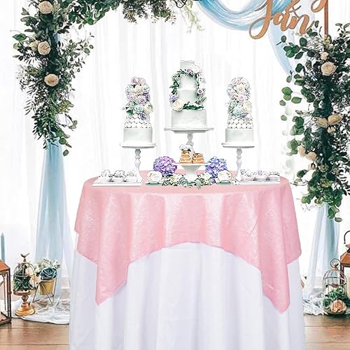 ShinyBeauty Mantel cuadrado de lentejuelas rosas de 50 x 50 pulgadas, mantel de 50 x 50 pulgadas, perfecto para cumpleaños, fiestas, bodas (rosa