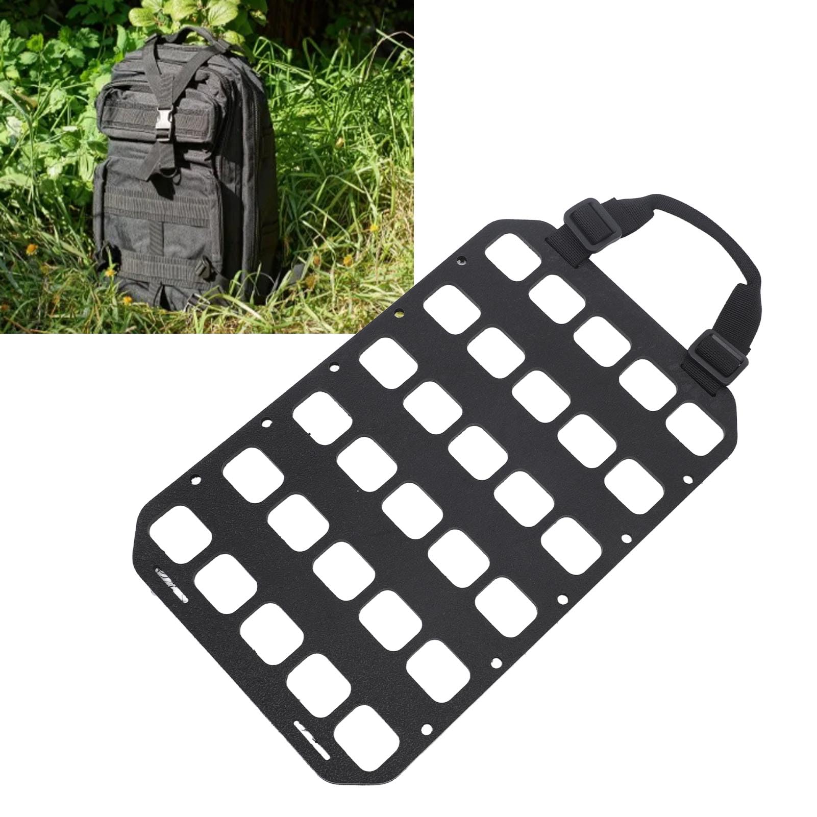 Panel Molle Negro con Asa PP Diseño de Agujeros Fijos Panel Organizador Molle para Mochila Caja de Pared