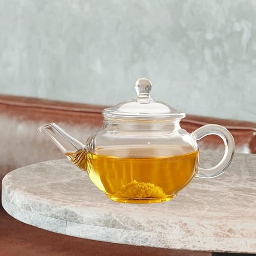 Miniatura 4 de Tetera de vidrio suelta tetera infusor de vidrio con colador de 8.5 fl oz, tetera transparente segura para estufa, calentador de té de vidrio