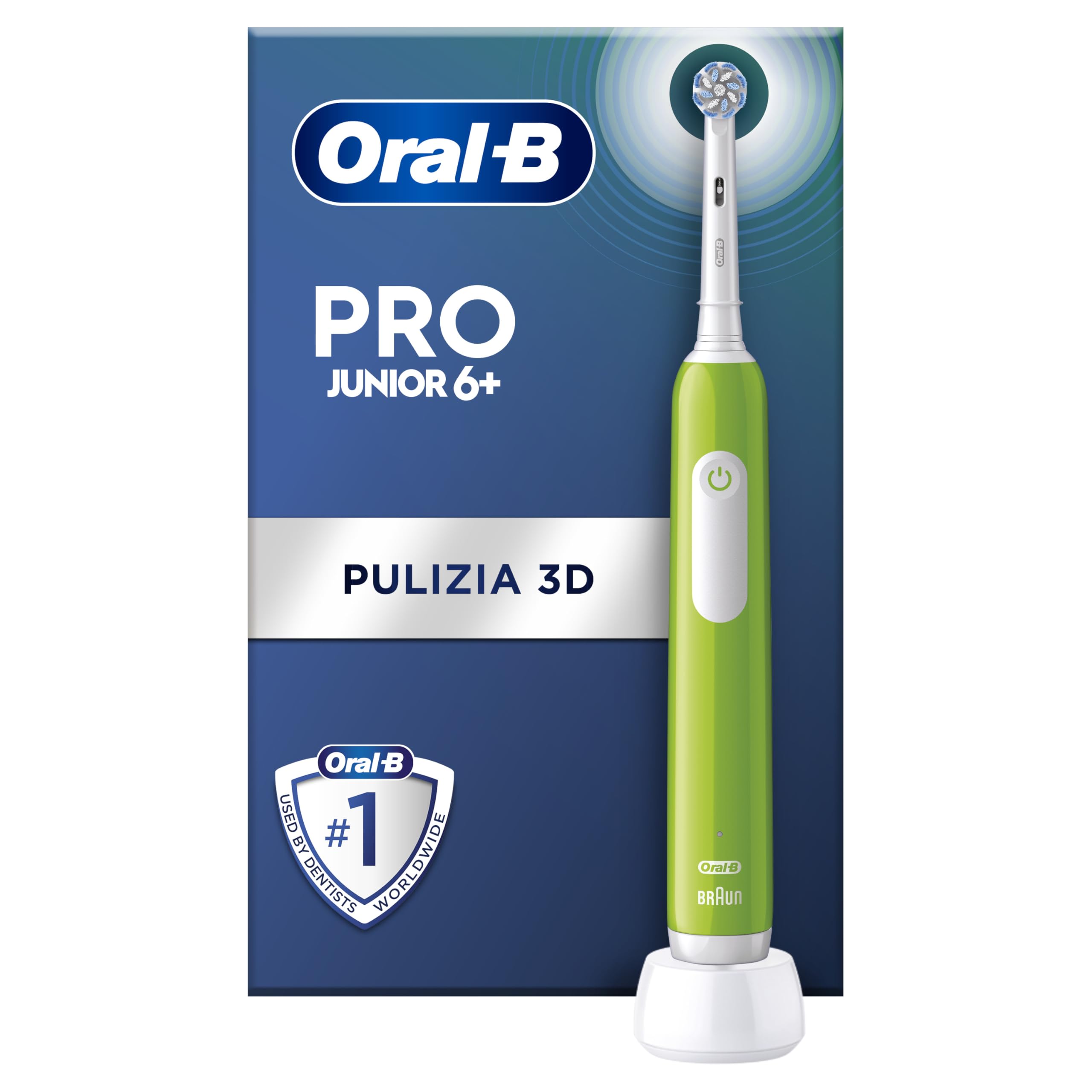 Oral-B Spazzolino Elettrico Ricaricabile Pro Junior Verde, Da 6 Anni In Su. 1 Spazzolino