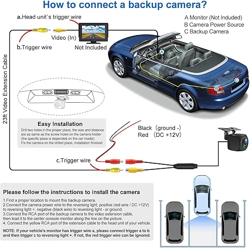 Miniatura 9 de Adaronic Cámara de respaldo  Cámara de visión trasera universal con visión súper nocturna  Cámara de estacionamiento inverso de ángulo de visión